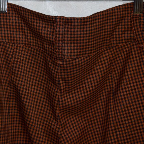 Urban Outfitters Brown Gingham High-Waisted Flare Pants | Size 4 - Picture 4 of 5